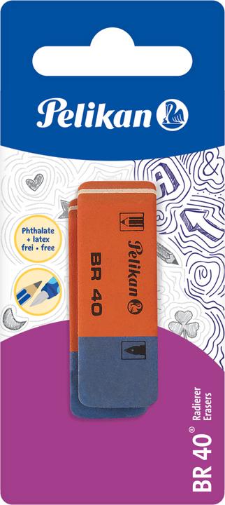 Produktbild Pelikan Radierer BR40/2, 58 x 8 x 20 mm, Blister mit 2 Stück