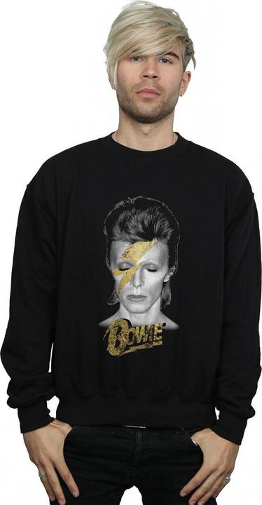 Actual product image David Bowie Mens Aladdin Sane Gold Bolt Sweatshirt (L)