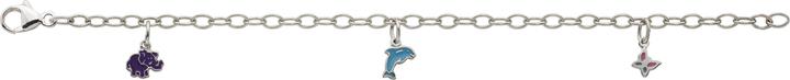 Bijou Classic Charmbracelet rhodiniert mit eingehängtem Delfin, Elefant und Schmetterling 16 cm (16 cm, Silber)