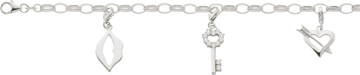 Produktbild Bijou Classic Charmbracelet weiss mit Lippe, Schlüssel und Herz 19 cm (19 cm, Silber)