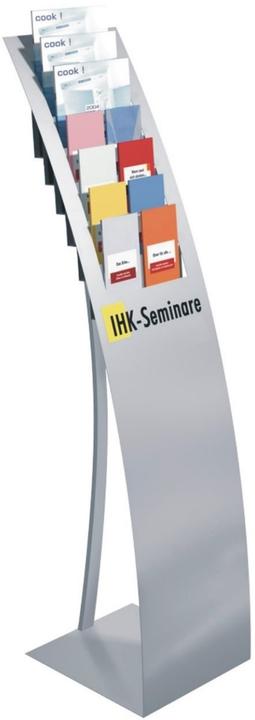 Actual product image Kerkmann Brochure stand Varia 6509 7 compartments 32x132x34cm silver (A4)