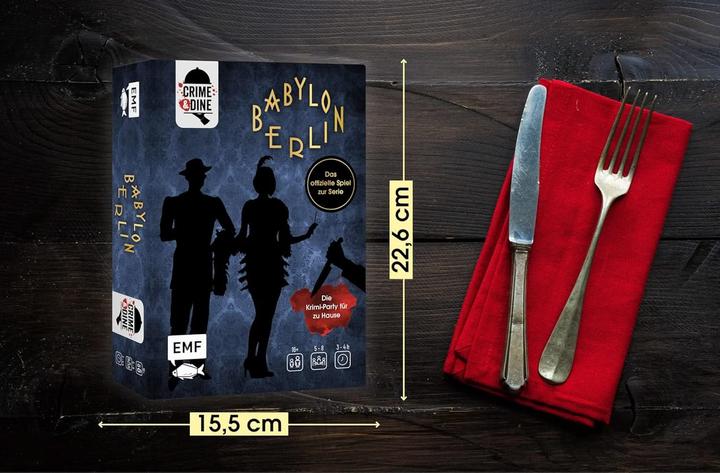 Actual product image Crime & Dine – Das Krimi-Dinner-Set: Babylon Berlin – Das offizielle Spiel zur Serie! (German, Business Elephant Paperdice Solutions GmbH, 2022)