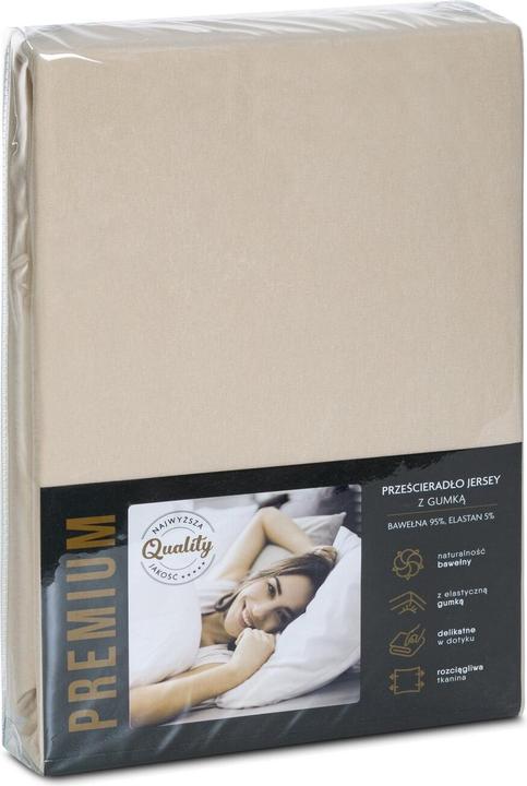 Image du produit Eurofirany Jersey -feuille de coton élastique 90x200 cm beige couleur 190 g/m2 Eurofirana prime (90 x 200 cm)