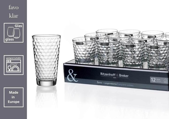 Produktbild Ritzenhoff & Breker Longdrinkglas Favo klar 6ST 400ml (0.40 l, 6 x)