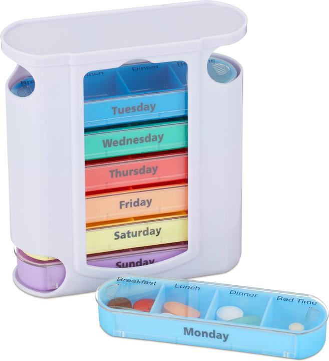 Actual product image Relaxdays Pill Box with 4 Compartments Each