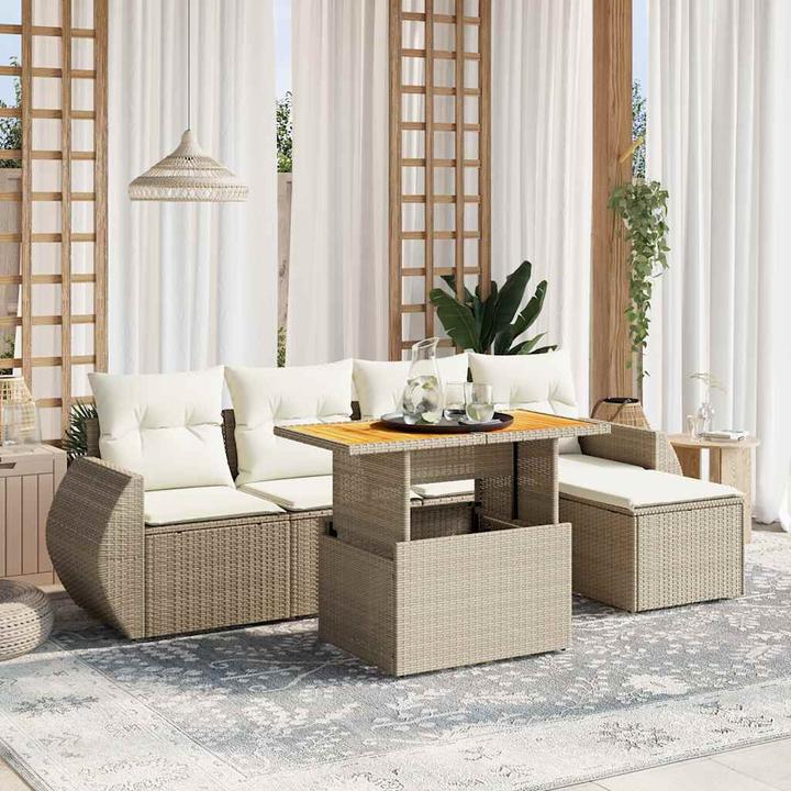 Produktbild VidaXL Gartenmöbel Sofa Garnitur Gartengarnitur Garten Sitzgruppe 6-tlg. Beige