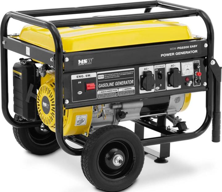 Produktbild MSW Stromgenerator Benzin Stromerzeuger Notstromaggregat 2 x 230 V / 12 V DC 2200 W (2200 W, 15 l)