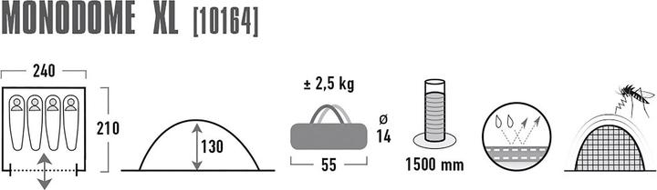 Immagine prodotto High Peak Monodome XL (Tenda a cupola, 2.50 kg, 4 persone)
