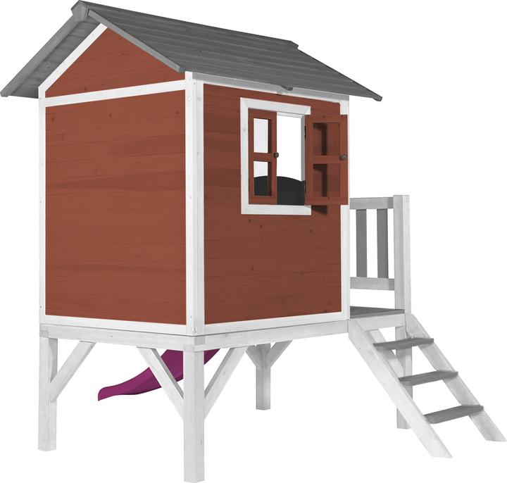 Image du produit Axi Lodge XL Maison de jeu Scandinave Rouge - Toboggan Violet