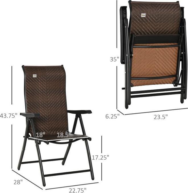 Immagine prodotto Swisshandel24 Sedia da giardino in polyrattan con schienale pieghevole Sedia pieghevole regolabile a 7 livelli