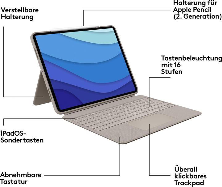 Actual product image Logitech Combo Touch (CH, iPad Pro 12.9 2022 (6th Gen), iPad Pro 12.9 2021 (5th Gen))