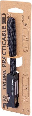 Actual product image Troika PRACTICABLE quick-charging cable with bottle opener, black (0.15 m, USB 3.2 Gen 2)