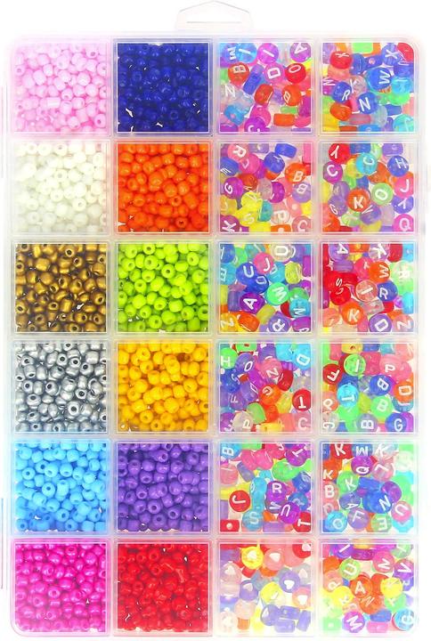 Produktbild Avizar DIY Set, Mini Perlen Mehrfarbig und Buchstaben und Herzen und Nylonfaden