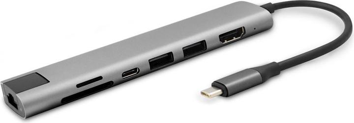 Image du produit Epico Hub multimédia 7en1 8K avec connecteur USB-C - gris espace (USB-C, 7 Ports)