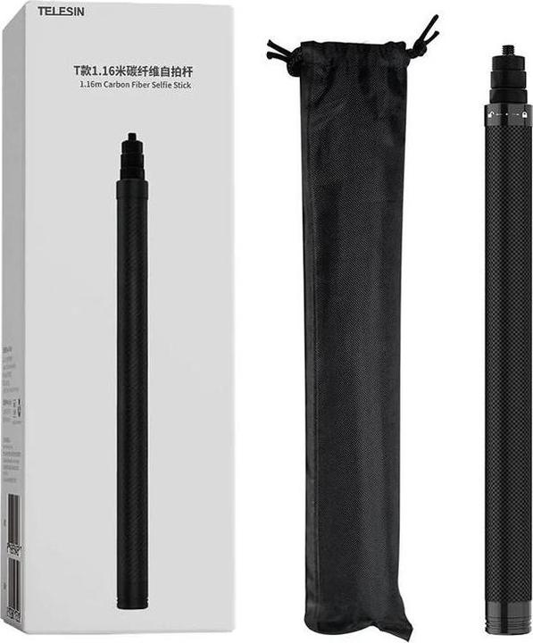 Actual product image Telesin Selfie stick made of carbon fiber with a length of 1.16m