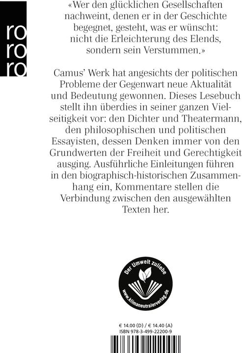 Actual product image Unter dem Zeichen der Freiheit (German, Albert Camus, 1993)
