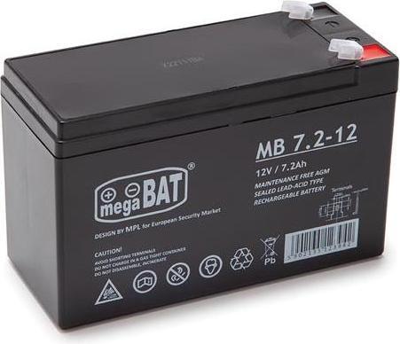 MPL megaBAT MB 7.2-12 Batteria per UPS Batteria al piombo VRLA AGM senza manutenzione 12 V 7 2 Ah Nero