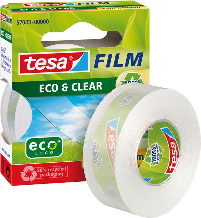 Actual product image tesa 2x tesafilm ECO & CLEAR, solvent-free and ageing-resistant (19 mm)