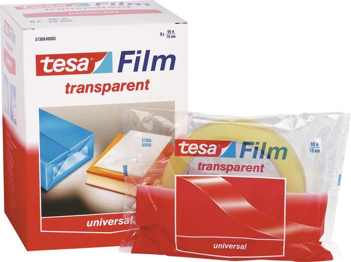 Image du produit tesa 8x tesafilm TRANSPARENT - à forte adhérence - résistant au vieillissement et à la déchirure (19 mm)
