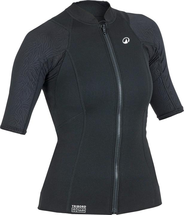 Subea YULEX100 top da bagno donna protezione UV 1,5 mm manica corta - nero