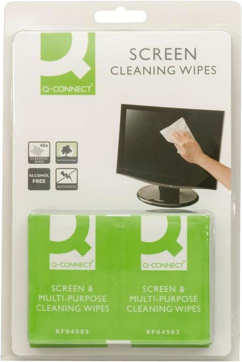 Produktbild Q-Connect Bildschirm Reinigungstücher einzeln verpackt (40 x)