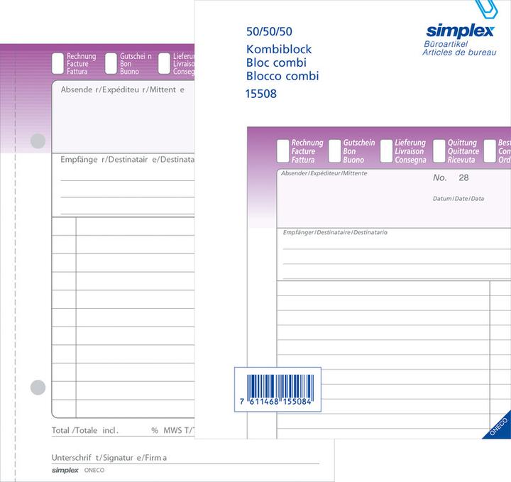 Actual product image Simplex Copy pad combi Oneco (100 x)