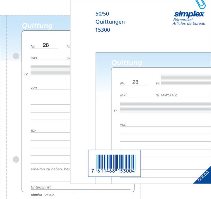 Produktbild Simplex Durchschreibebuch Quittungen (100 x)