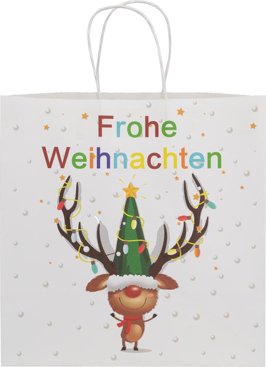 Produktbild Idena Geschenktasche Frohe Weihnachten/Elch mehrfarbig 28x28x15cm (Geschenktüte)