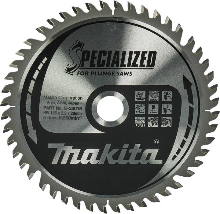 Actual product image Makita Wood cutting disc, Specialized 165x20mm, 48 teeth B-33015