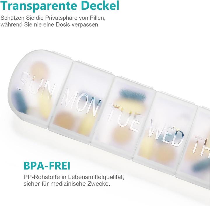 Actual product image Cbx Tablettenbox 7 Tage, Pillendose für eine Woche mit grosser Kapazität, handliche Medikamentenbox