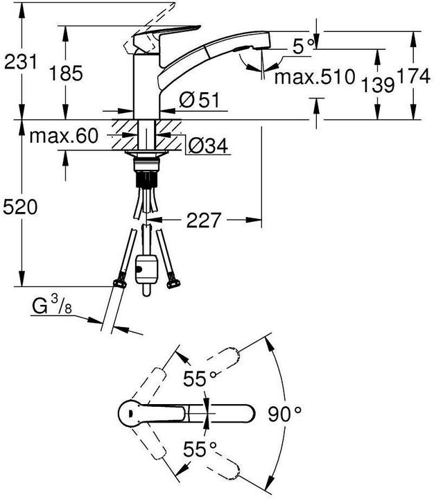 Image du produit Grohe Start QuickFix Küchenarmatur, Dual-Spülbrause, herausziehbar, schwenkbar, mattschwarz