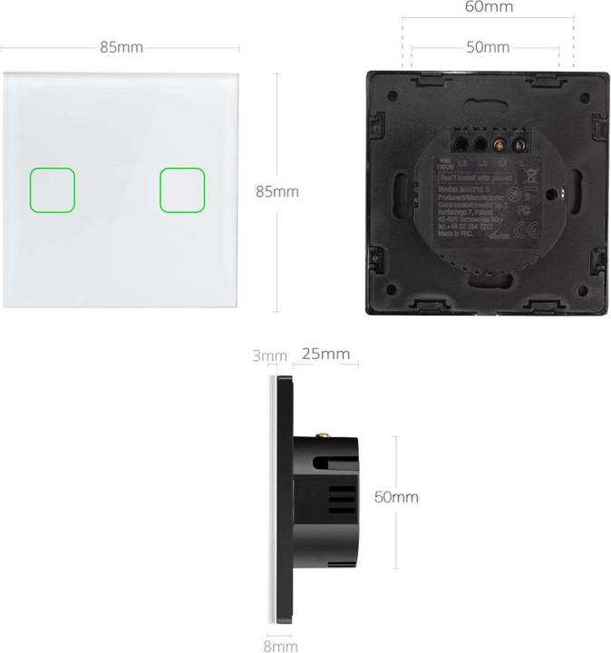 Actual product image Maclean Touch Changeover Switch Light Switch Cross Switch Wall Switch Stair Switch with Colour Change LED H