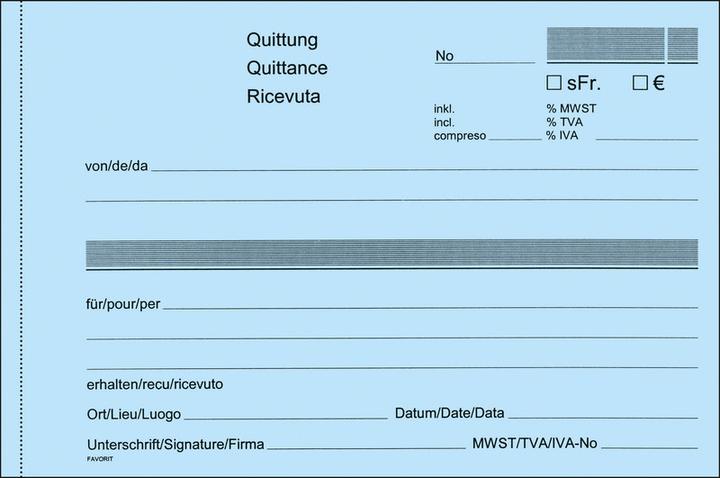 Produktbild Favorit Durchschreibebuch Quittungen mit Selbstdurchschreibepapier (50 x)