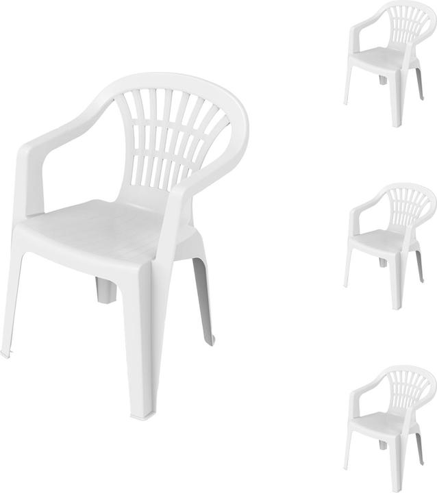 Produktbild Mojawo 4er Stapelstuhl Bistrostuhl Gartenstuhl ALTEA Weiss Kunststoff