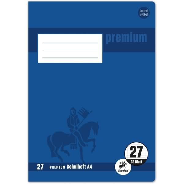 Image du produit Staufen Cahier double Premium Ligné 27 DIN A4 Bords intérieurs et extérieurs, 32 feuilles (A4, À rayures, Couverture souple)