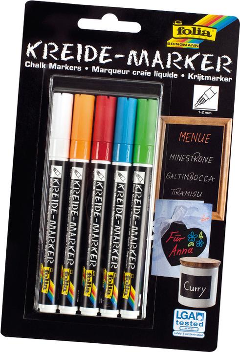 Actual product image Folia Chalk Marker (Black, 2 mm, 5 x)