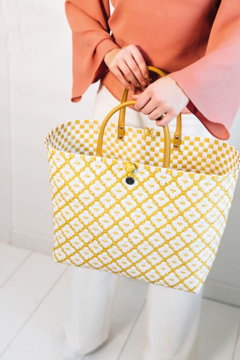 Produktbild Handed by Motif Bag Shopper L mustard with white pattern