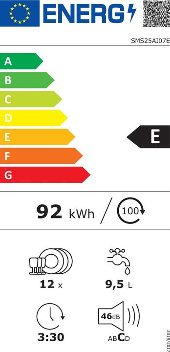Label énergétique Bosch Hausgeräte Zmywarka SMS25AI07E