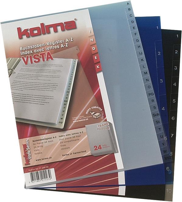 Actual product image Kolma Index A4 Vista 1-31 31-piece transparent colourless