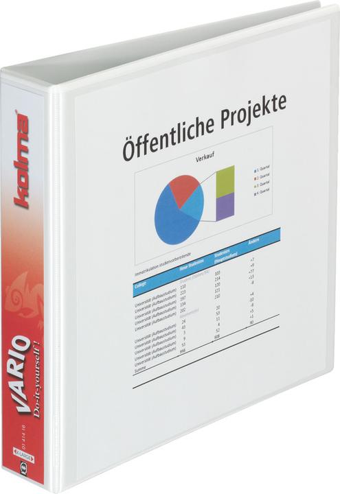 Produktbild Kolma Ringbuch Vario A5 XL 2 Ringe Füllhöhe 3 cm weiss (A5, 47 mm, 1 Stück)