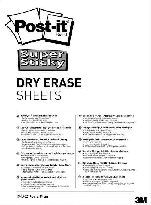 Actual product image Post-it Super Sticky Dry Erase Sheets