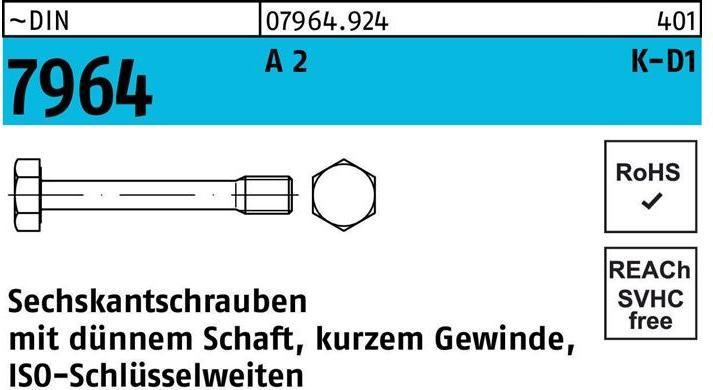 Produktbild Dünnschaftschraube DIN 7964 m.Schaft M 8 x 30/10 A 2 (100 Schrauben pro Stück)