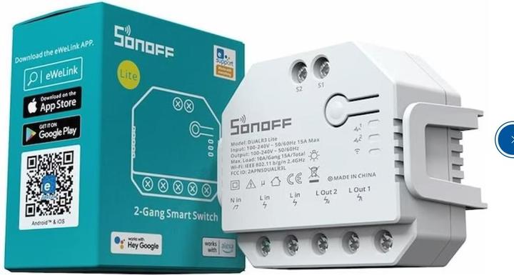 Image du produit Sonoff Actionneur de volet roulant WiFi DUALR3Lite (Actionneur de commutation)