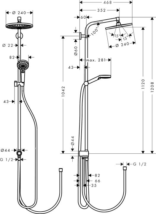 Actual product image hansgrohe Crometta S shower system 240 1 spray type water-saving 9 l/min Reno
