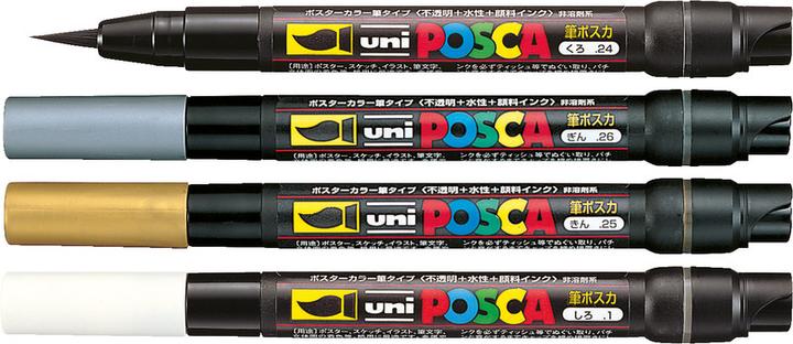 Actual product image Posca Brush tip marker (White, 10 mm, 1 x)