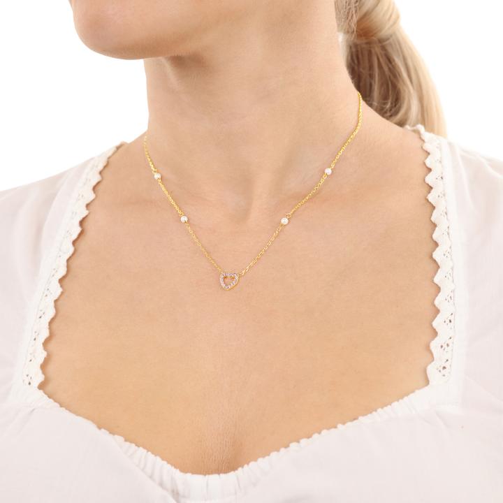 Produktbild Amor Halsschmuck für Damen, 925 Sterling Silber, synt. Nano, Muschelkernperle | Herz (Silber 925)