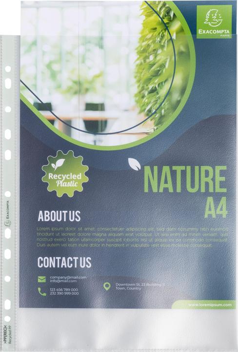 Immagine prodotto Exacompta Beutel mit 50 Prospekthüllen, genarbt, Recycling-PP 90, für A4, Forever (A4, 50 x)