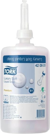 Actual product image Tork 420901 Luxury Liquid Soap Premium for S1 Soap Dispenser Systems / Mild Hand Soap in Lil (Liquid soap, 1000 ml)