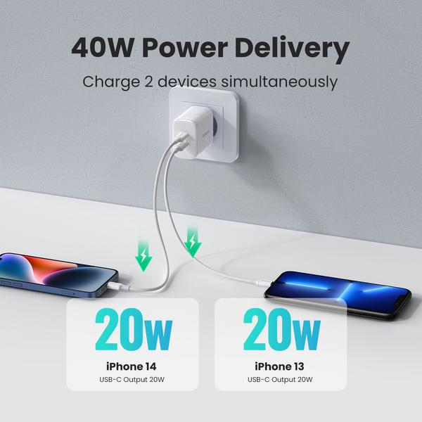 Actual product image Ugreen USB-C+USB-C 40W PD Wall Charger EU (40 W)