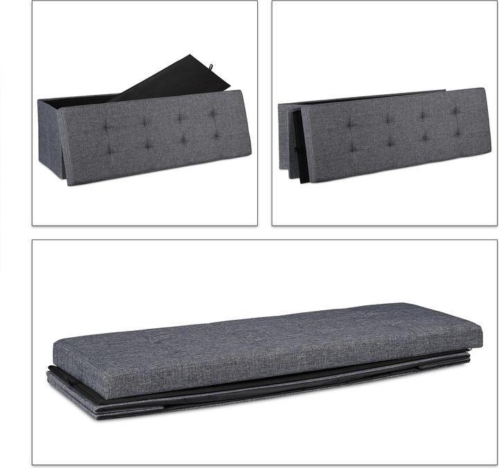 Actual product image Relaxdays Folding Storage Bench, Padded (110 cm)